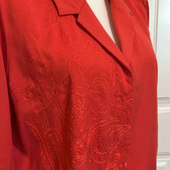 NEW SOFT SURROUNDINGS‎ EMBROIDERED SALMON POPOVER SHIFT DRESS LARGE Career Soft - Picture 4 of 16